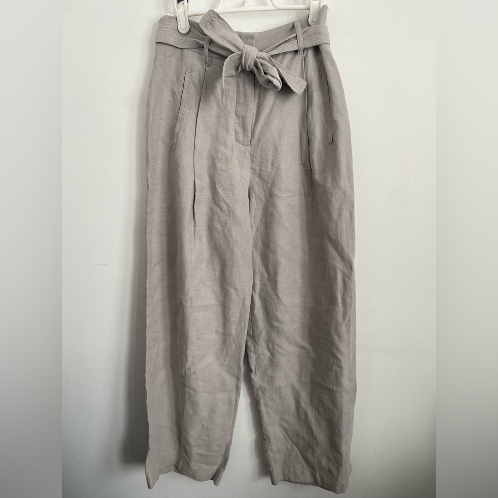 Aritzia Wilfred Cauchy Linen Lyocell Trouser Belt Pant - Gray - US 00